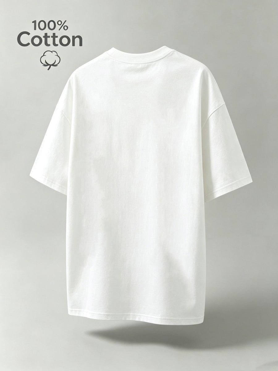 New Summer Cartoon Men's Casual Sport Fitness Pure Cotton Short-Sleeve Shirt, Moisture-Wicking and Sweat-Absorbing, Comfortable for Casual Streetwear and Outdoor Sports Fitness - White