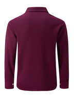 Mens Textured Waffle Shacket Collar Button Front Multi Pocket Long Sleeve Outerwear Top - Burgundy