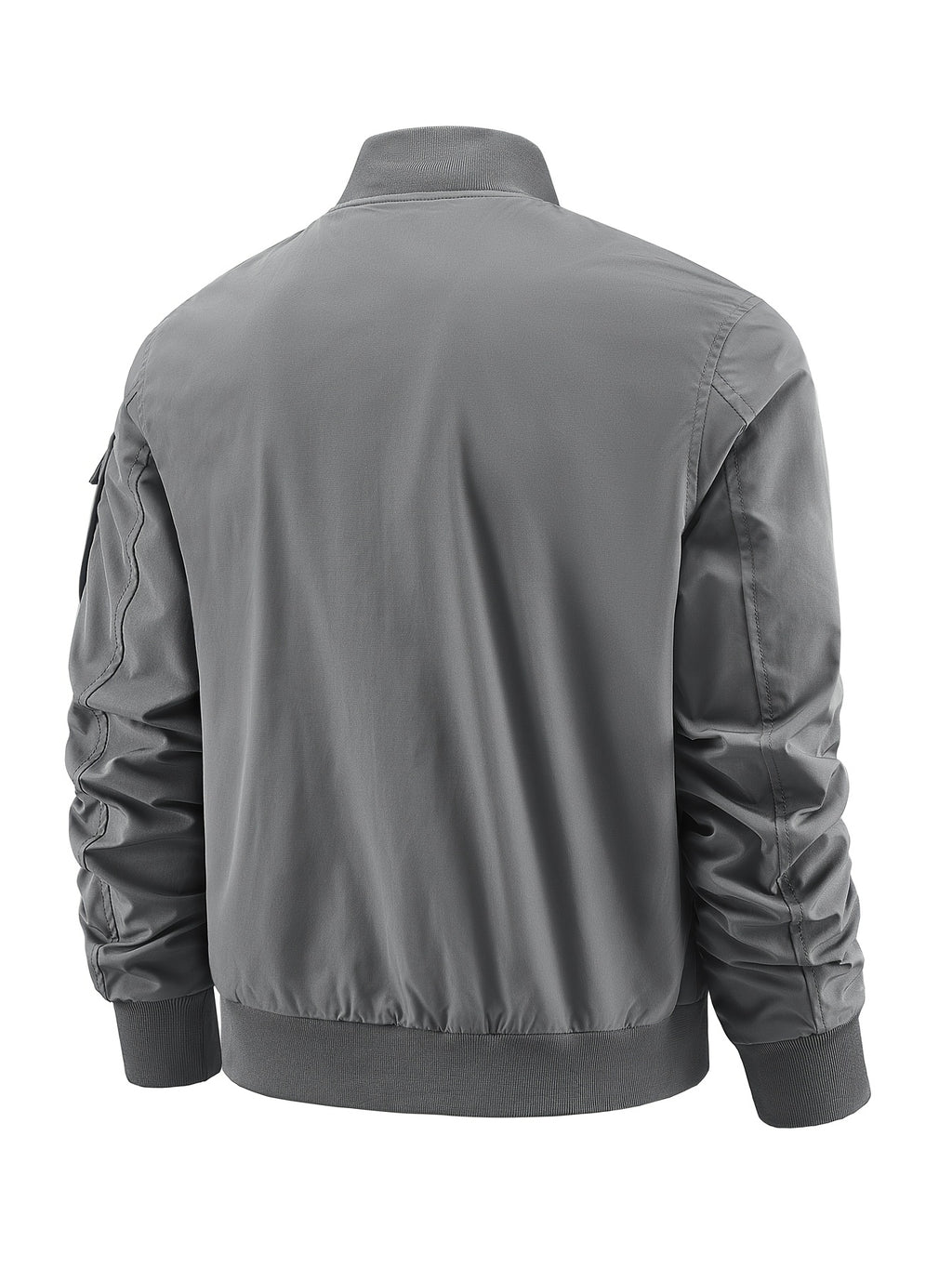 Outdoor Casual Loose Top Stand Collar Men'S Spring Autumn Men'S American 3D Pocket Flight Jacket Baseball Uniform Work Jacket Men - Grey