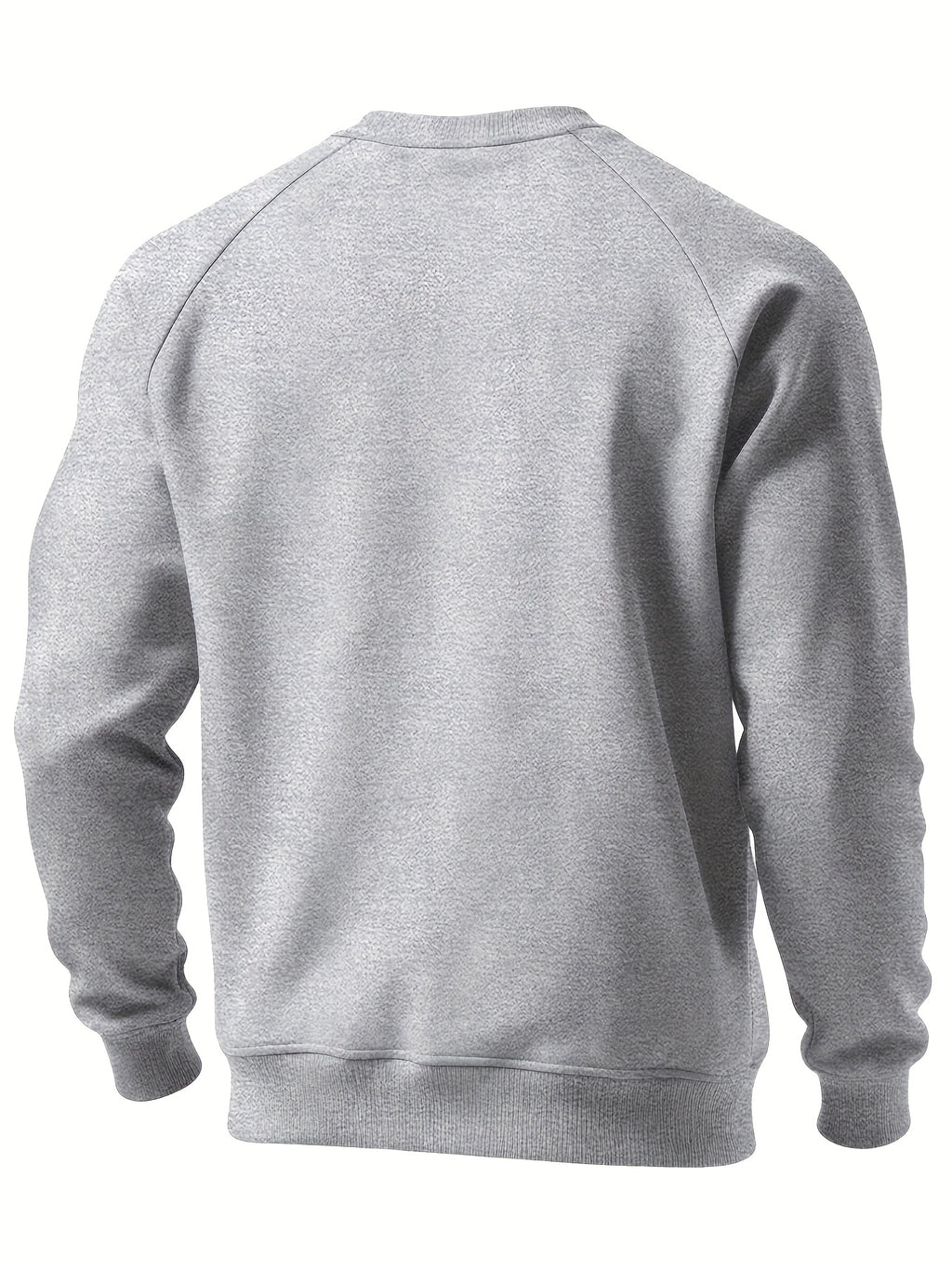 Men's New Autumn/Winter Casual Fitness Sports Thickened Crew Neck Raglan Sleeve Basic Long Sleeve Fashion Sweatshirt, 250g Brushed Fabric - Granny Gray