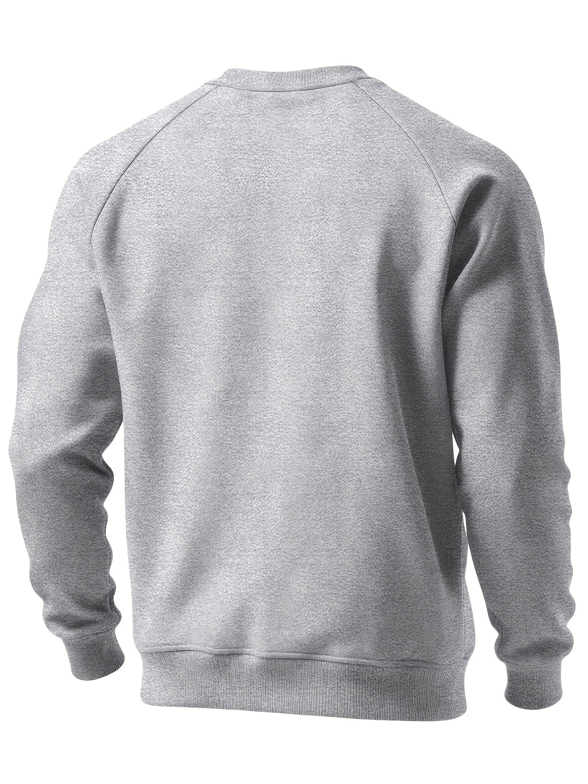 Men's New Autumn/Winter Casual Fitness Sports Thickened Crew Neck Raglan Sleeve Basic Long Sleeve Fashion Sweatshirt, 250g Brushed Fabric - Granny Gray