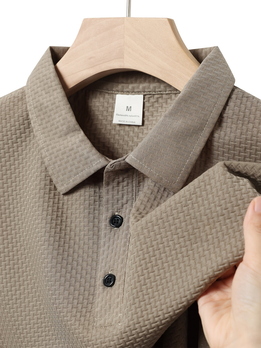 Classic Solid Color Short-Sleeve Men'S Polo Shirt, Home Casual Shirt - Khaki