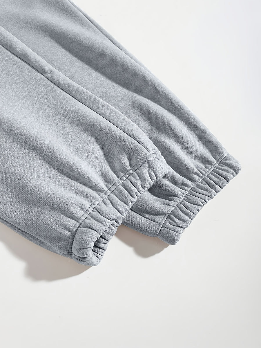 Graphic Print Regular Sweatpants, Autumn/Winter, Women's Clothing - Grey