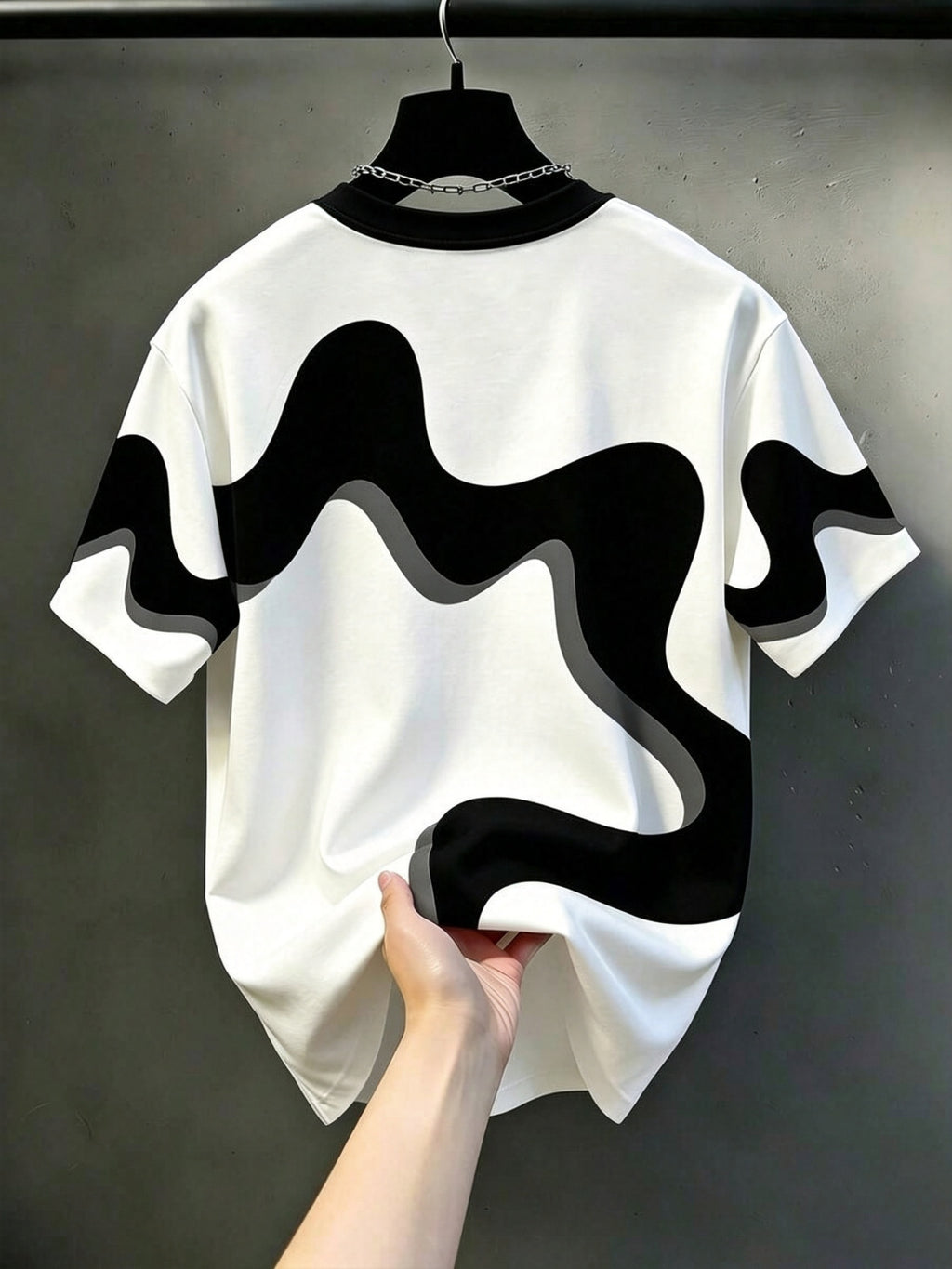 Men'S Casual Round Neck T-Shirt, Geometric Pattern Patchwork Striped Design, Drapey Fashion Top, All-Season Wear, Breathable Regular Fit for Casual And Formal Outfits - Round Neck Casual Top, Comfortable Wear, Gift for Teens And Adults - Mixed colors