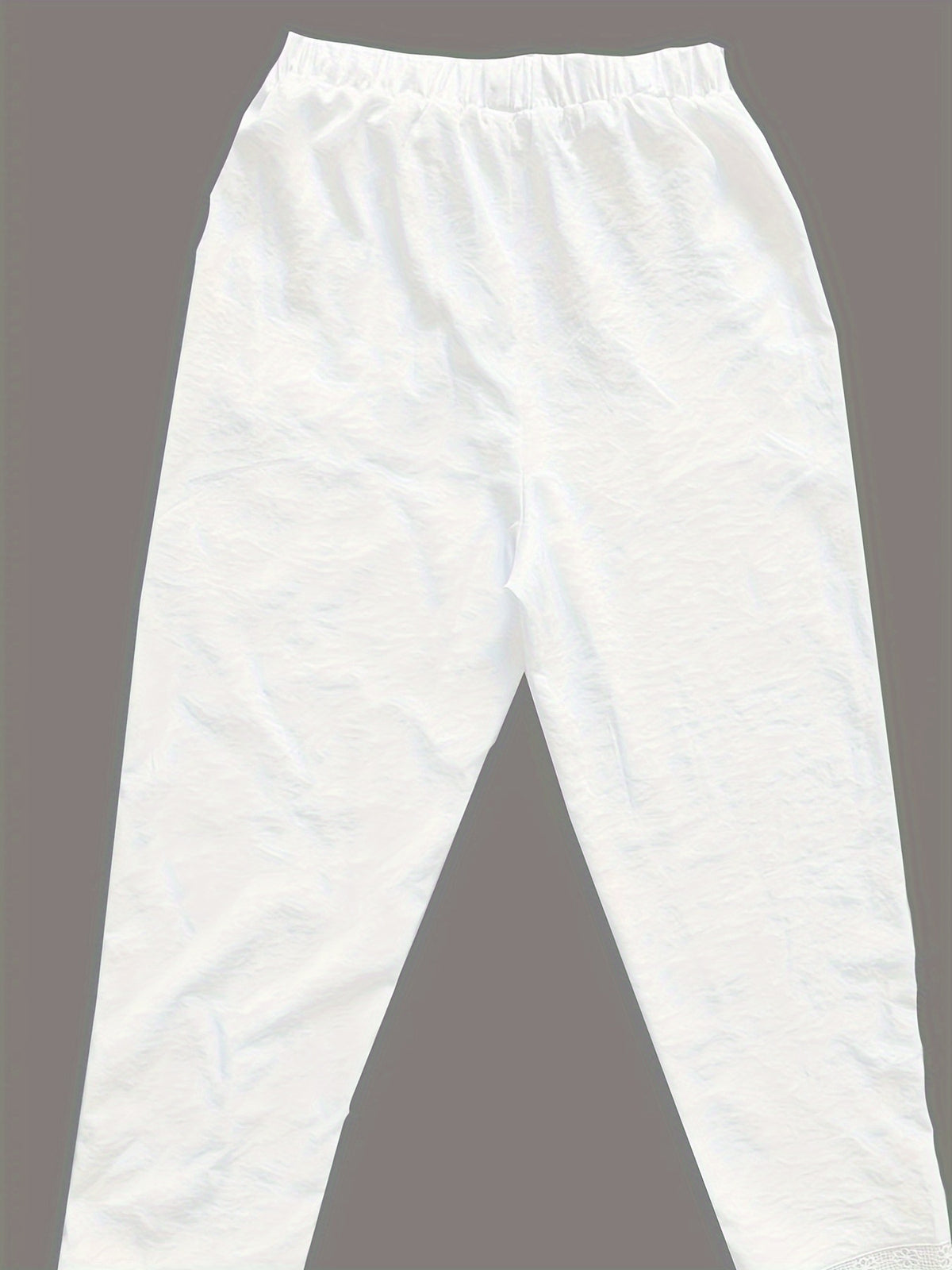 Fashion Trendy Women'S Lace Cutout Casual Pants - White