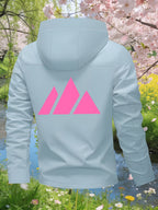 Women's Lightweight Travel Jacket, Casual Dating Comfortable Outerwear, Outdoor Hooded Daily Commute Jacket, New Mountain Climbing Printed Drawstring Fashionable Style - Sky Blue