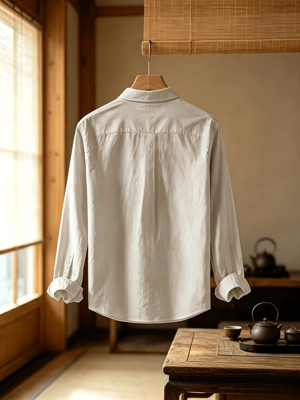 Men'S Autumn Classic Solid Color Long Sleeve Button-Up Shirt, Lapel Collar Casual Blouse, Loose Soft Breathable Daily Top - Light Grey
