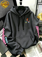 [Warner Bros] Officially Licensed Cute Powerpuff Heart Pattern Print Hoodie - Men'S Fashion Sweatshirt, Adjustable Drawstring Loose Comfortable Hoodie, Suitable for Daily And Outdoor Wear, Perfect Choice for Warmth in Autumn And Winter! Unisex - Dark Gray