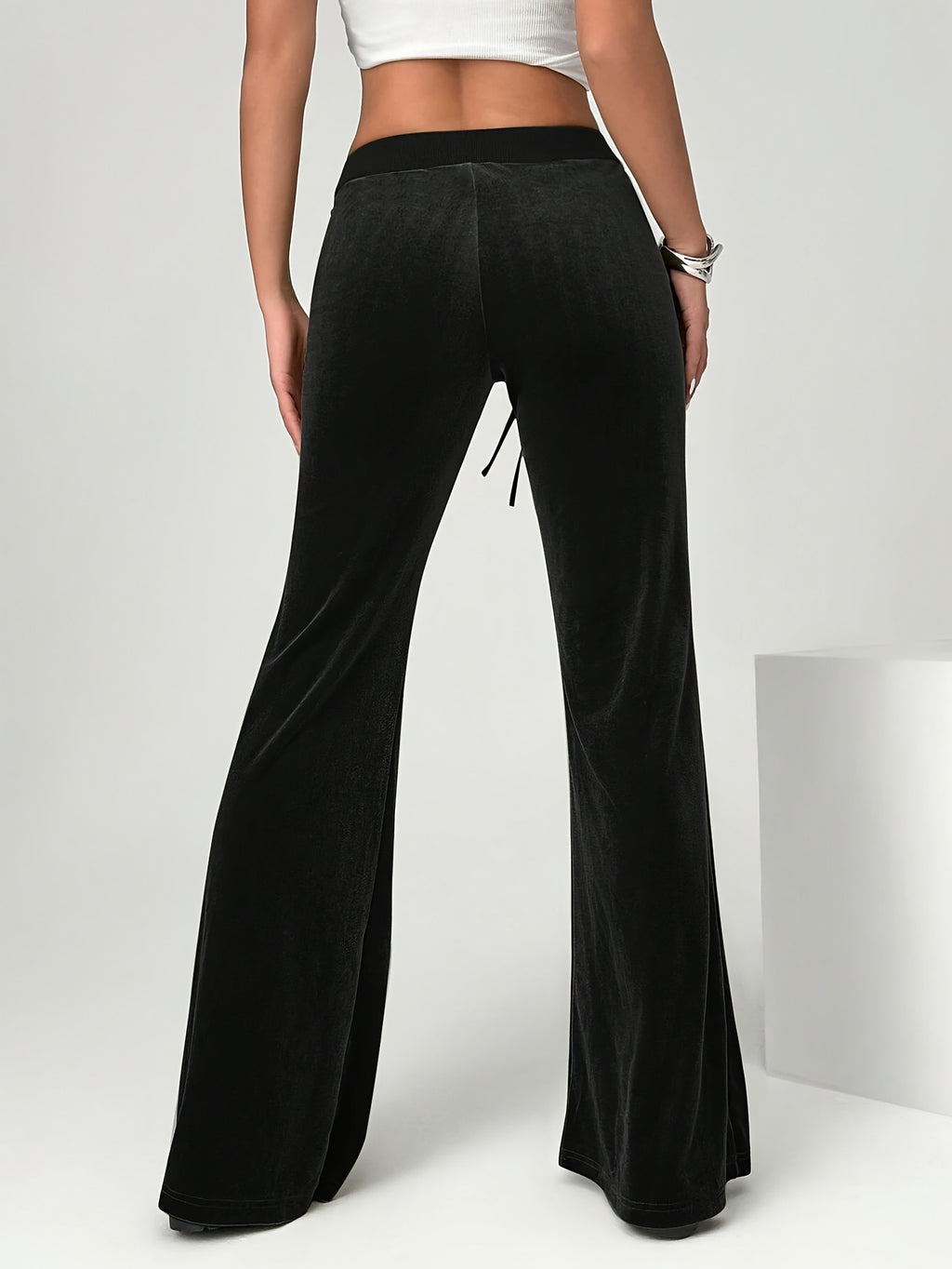 Spring/Summer Directional Women'S Solid Color Flared Pants - Black