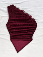 Casual Elegant Women's Hot Outfit Romantic Lace Flower Embellished T-Shirt Bodycon Top Asymmetrical Hem Bohemian Beach Vacation Style Off-Shoulder Vest Crop Top Sexy Hot Outfit Festival Ramadan Eid Clothing - Burgundy