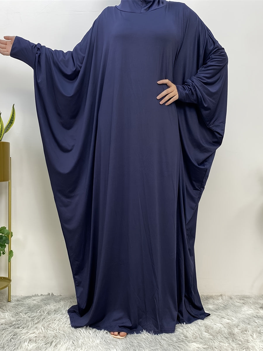 1pc Elegant And Fashionable Hooded One-Piece Abaya Été Abaya Femme Women Abaya Muslim Dress Robe Été Abaya Femme Prayer Jilbab - Navy Color
