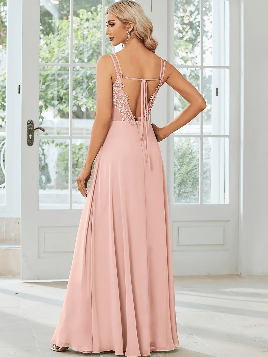 Elegant and Fashionable Party Dress, Long Evening Gown for Family Gatherings and Birthdays, Formal Evening Attire, Bridesmaid Performance Dress, Ball Gown, Exclusive for Award Ceremonies, Holiday Date Set, Mother's Wedding Dress - Pink
