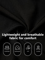 2pcs Men'S V-Neck Shirt And Henley T-Shirt Set, Solid Color Cool Texture Casual Top, Stand Collar Half-Button Long Sleeve Shirt, 100% Polyester, Lightweight And Breathable, Suitable for Spring And Summer, Outdoor Activities, Beach Vacation, Etc - Black+Big White