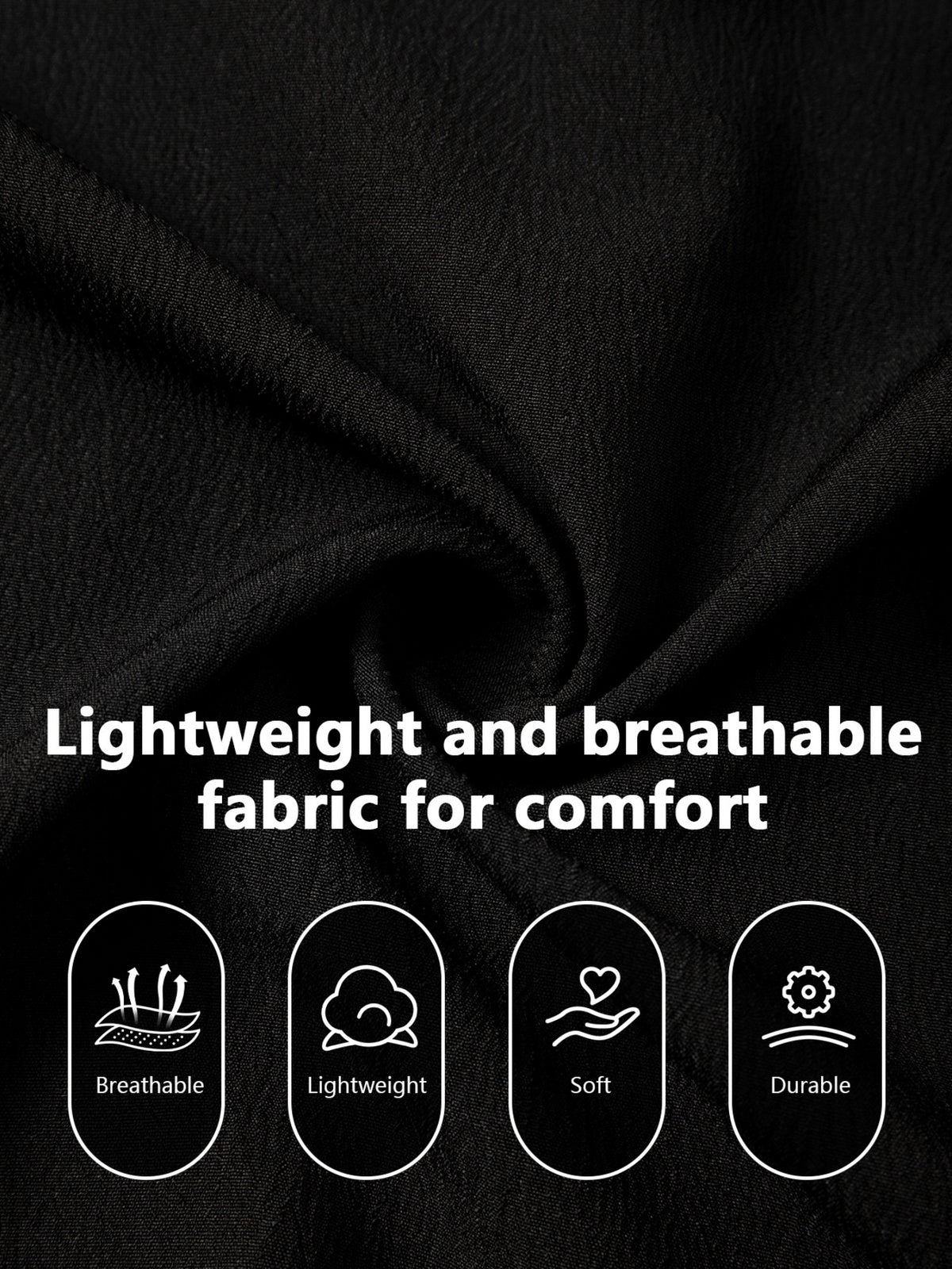 2pcs Men'S V-Neck Shirt And Henley T-Shirt Set, Solid Color Cool Texture Casual Top, Stand Collar Half-Button Long Sleeve Shirt, 100% Polyester, Lightweight And Breathable, Suitable for Spring And Summer, Outdoor Activities, Beach Vacation, Etc - Black+Big White