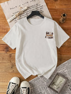 2026 Fashion New Women'S Round Neck English Letter Floral Print Fashion Short Sleeve Summer Casual T-Shirt - White