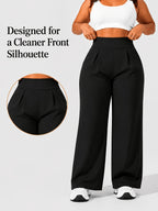Plus Size Women'S High-Waist Wide-Leg for yoga Pants 0XL-4XL Tummy Control Non-Roll Non-Digging Front Pleated Deep Side Pockets Double-Sided Super Soft 4-Way Stretch Casual Sports Trousers for Yoga Gym Outdoor Work All Seasons - Black