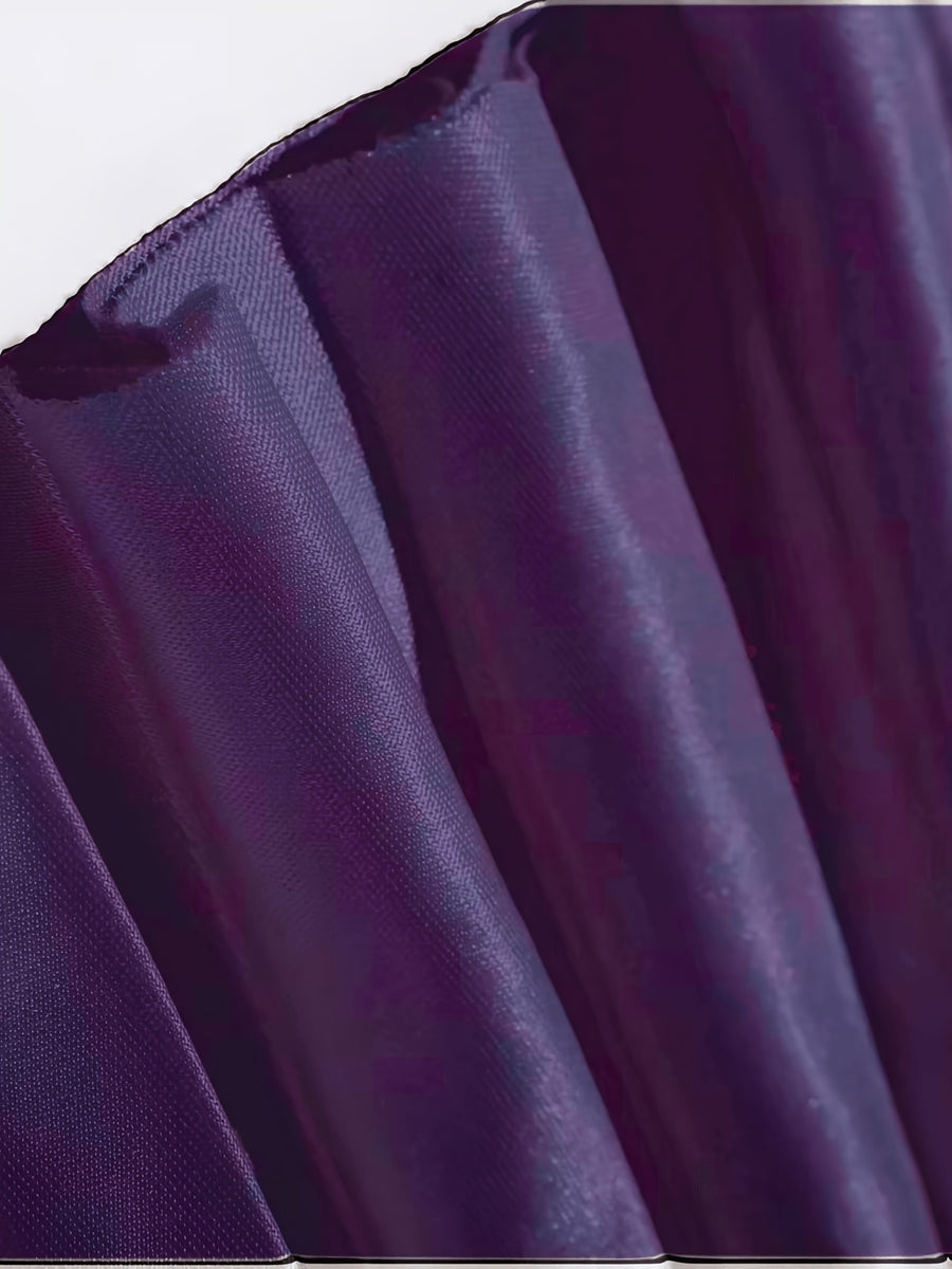 Women's Elegant -Line Pleated Skirt - Vertical Skirt with Vertical Pleat Design, Machine Washable Non-Stretch Polyester Suitable for Casual & Formal Wear, Solid Color Skirt for, Office, Wedding, Year-Round Outfits - Violet Blue