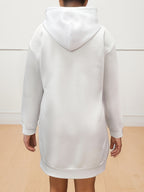 Lettering graphic print hoodie, slit drawstring casual hoodie for winter and autumn, Women's - White