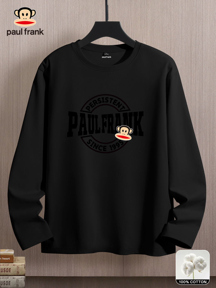 Mùshān Snow Selected Paul Frank Pure Breathable Spring And Autumn Men'S Long Sleeve T-Shirt - Black