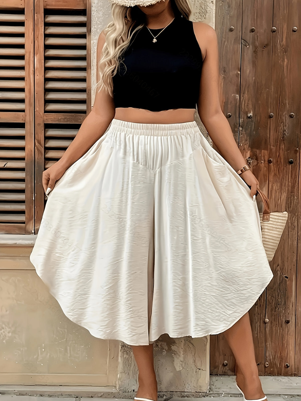 2pcs Cross-Border Spring/Summer New Solid Color Versatile High-Waist Casual Shorts for Women - Black + Apricot