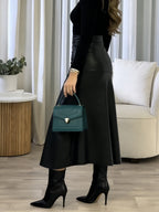 Women's Skirt, European and American Style, New Fashion, Solid Color, Elegant and Temperamental, Professional Commuting, Summer Classic, Versatile and Trendy Women's Dress - Black