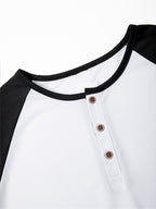 1 Men's Summer V-Neck Casual T-Shirt, Breathable and Lightweight Street Fashion Short-Sleeve Top, Daily Office Business Contrast Color Design Henley Shirt with Button- Collar, Suitable for Outings, Home, Work, Travel, Cycling, and Streetwear - Big White
