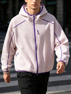 2026 New Men's Waffle Knit Textured Sport Jacket, Spring/Autumn Lightweight Hooded Outerwear, Suitable for Sports & Fitness, Outdoor Activities, Daily Home Wear, and Casual Outings - Pink Color