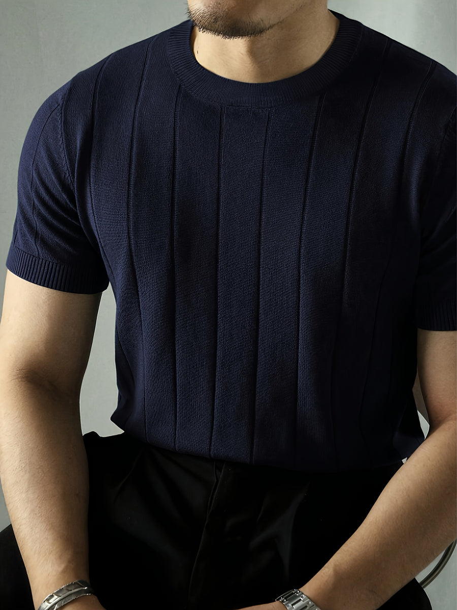 Men's Solid Rib-knit Top - Navy Color