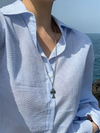 Women'S Shirt Summer New Loose Casual Versatile Single-Button Blouse Sunscreen Jacket Top - Light Blue