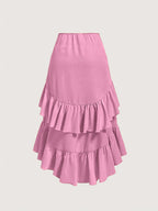 New Fashion Asymmetrical Pleated Hem Design Multi-layered Women's Skirt - Violet