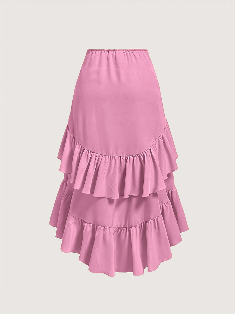 New Fashion Asymmetrical Pleated Hem Design Multi-layered Women's Skirt - Violet