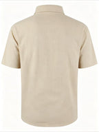 Men'S Summer Casual Short Sleeve Shirt, Outdoor Leisure Sports Print Lapel Comfortable Short Sleeve - Apricot