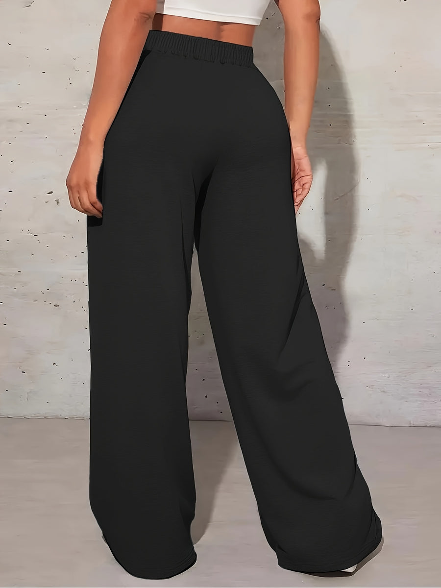 BROOKLYN NEW YORK Printed Belted Pants, Casual Long Jogging Pants with Pockets for Spring, Summer, Autumn, Women'S Wear - Black