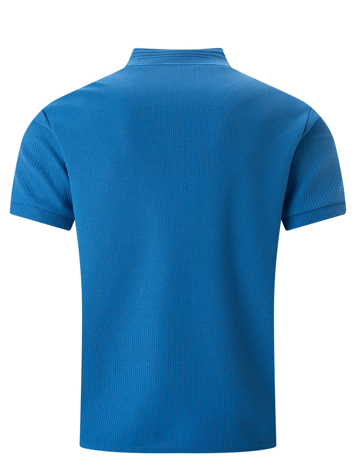 Men'S Waffle Breathable Polo Shirt, Solid Color Stand Collar Half-Zip Short-Sleeve Top, Soft And Comfortable Garment for Outdoor Trips And Daily Wear - Royal Blue