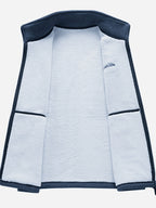 Men's Autumn Winter Casual Fleece-Lined Vest, Thickened Faux Blend Fleece Stand Collar Cardigan Vest for Outdoor and Home Wear, Warm Sleeveless Jacket Vest - Navy Color