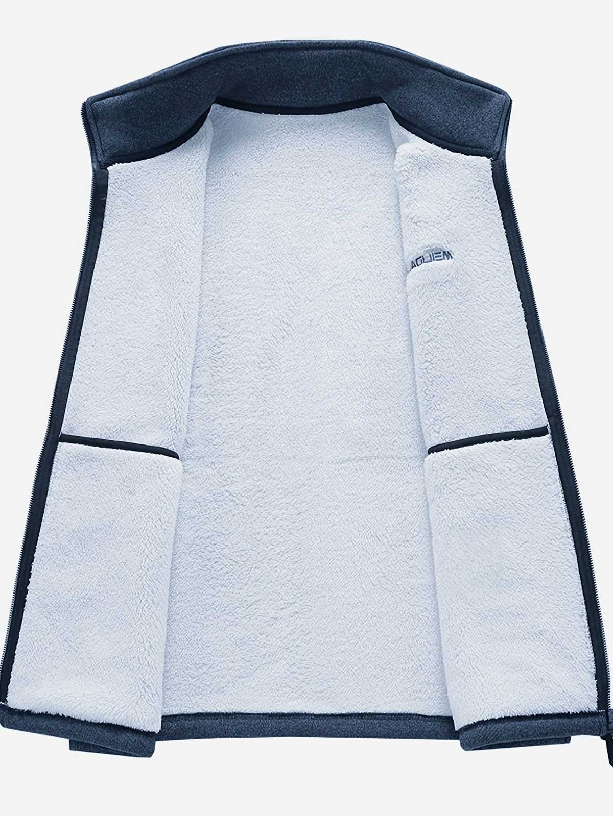 Men's Autumn Winter Casual Fleece-Lined Vest, Thickened Faux Blend Fleece Stand Collar Cardigan Vest for Outdoor and Home Wear, Warm Sleeveless Jacket Vest - Navy Color