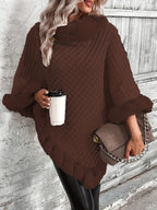 Women'S Elegant Faux Fur Collar Cape Coat - Soft Winter Coat with Plush Fur Trim, All-Season Chic Outerwear for Everyday & Formal Events - Coffee Color