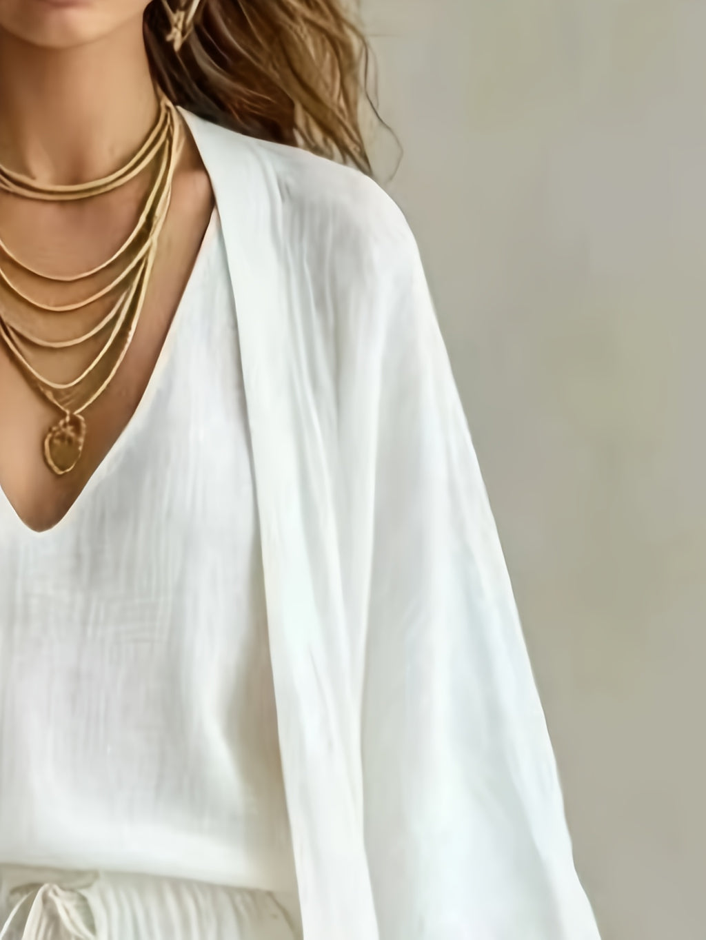 3pcs Set, Women's Spring/summer Vacation-style Loose Spaghetti Strap Tank Top with Cardigan and Loose Wide-leg Pants Casual Set, Elegant and Fashionable, Comfortable and Casual, Suitable for Commuting Wear - White