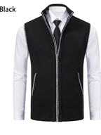 2pcs Spring/Autumn Style Sweater Knit Vest Zipper Cardigan with Real Pockets, Solid Color, Unisex Vest - E7015K+HEI