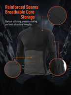 ESDY 1-Piece Men's Stand Collar Tactical BDU Sweatshirt, Large Mesh Breathable Half-Zip Outdoor Combat Top, Chest and Back Mesh Breathable Training Wear - Pure Black