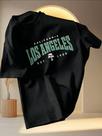 2026 Men's Fashion T-shirt, Featuring Los Angeles Trend Patterns and Prints. Lightweight and Breathable, It Is a Must-have for Daily Casual Wear. Suitable for Both Indoor and Outdoor Outfits. Essential for Trendy Men. - Black