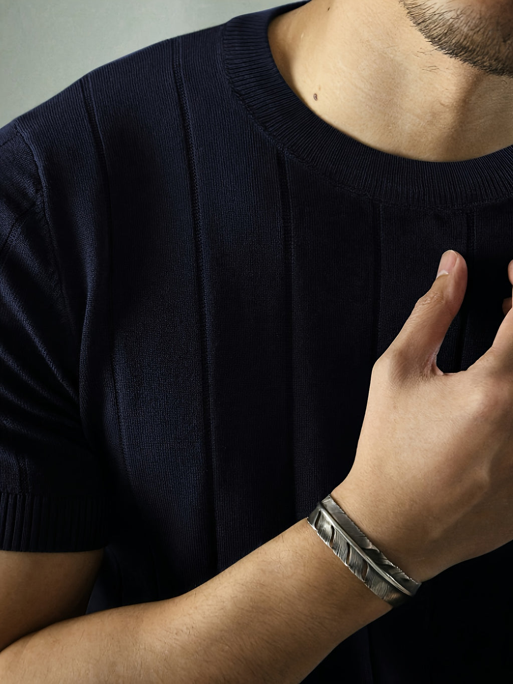Men's Solid Rib-knit Top - Navy Color