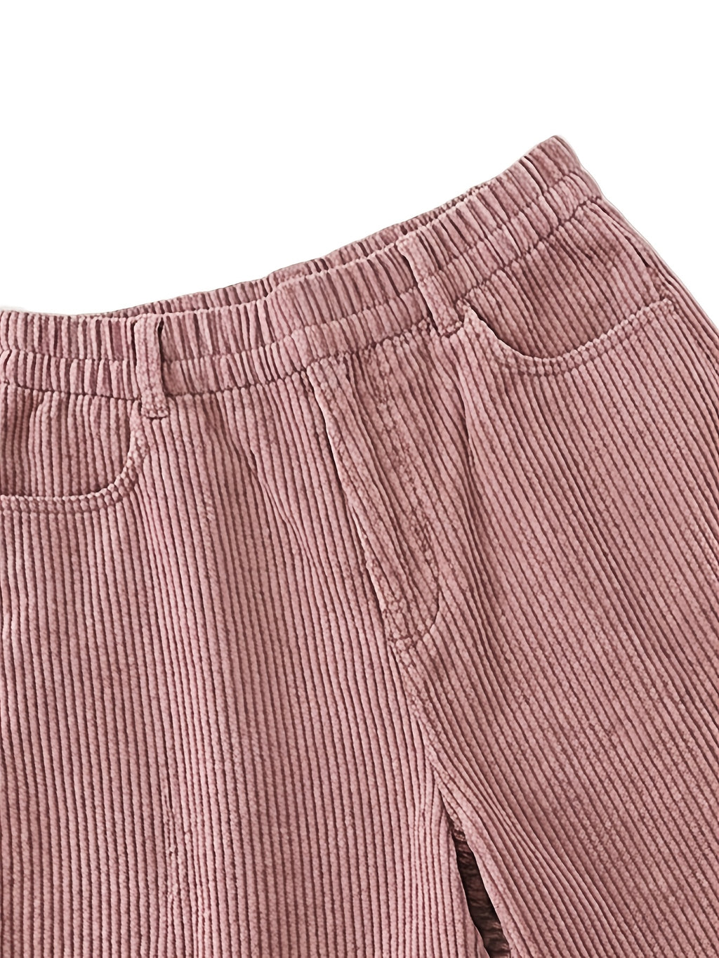 Women's 8-Wale Corduroy Wide Leg Bermuda Shorts, High Waisted Versatile Casual Shorts, Multi-Color Vintage Style, Soft & Stretchy, Suitable for Spring, Summer and Autumn - Pale Pinkish Gray
