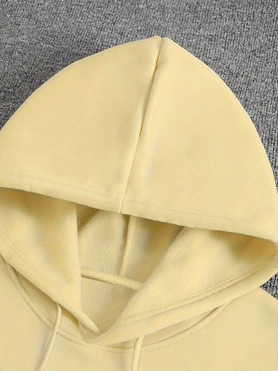 Men'S Hooded Fleece Sweatshirt, Leopard Print, Men'S Versatile Hooded Sweater, Casual And Comfortable Long-Sleeved Pullover, Autumn And Winter Hooded Sweatshirt, Easy SLOGAN, Casual, Outdoor Street Style, Fashionable - Apricot