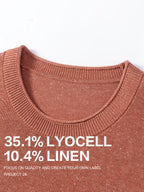 35.1% Lyocell And 10.4% Linen High-Quality Light Luxury Men'S Short Sleeve Round Neck Pullover Knit T-Shirt Fashion Casual Suitable for Outdoor Sports Golf Base Layer Floral Yarn Knit Fabric Collar Rolled Edge Craft Easy Commute Light Business Style - TwistOrange