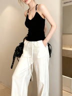 2026 Women'S Summer V-Neck Camisole Bodycon Sexy Short Backless Sleeveless Top - Black
