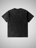 Smiling Face Print T-Shirt - Men'S Plus Size Heavyweight 100% Vintage Washed - Loose Street Style Print Top, Bold Letter Design, Distressed Effect, Plus Size Round Neck Short Sleeve Casual, Suitable for Men And Teenagers - Black