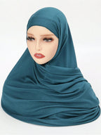 Women'S Jersey Headscarf - Soft, Breathable, And Secure Fit; a Modest Wrap Suitable for Daily Wear, Commuting, Wind, And Shielding - Light Cyan