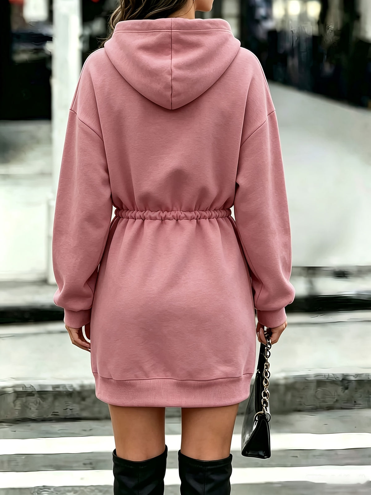 Women'S Tummy Control Drawstring Halloween Western Fashion Printed Hooded Sweatshirt - Dark Pink