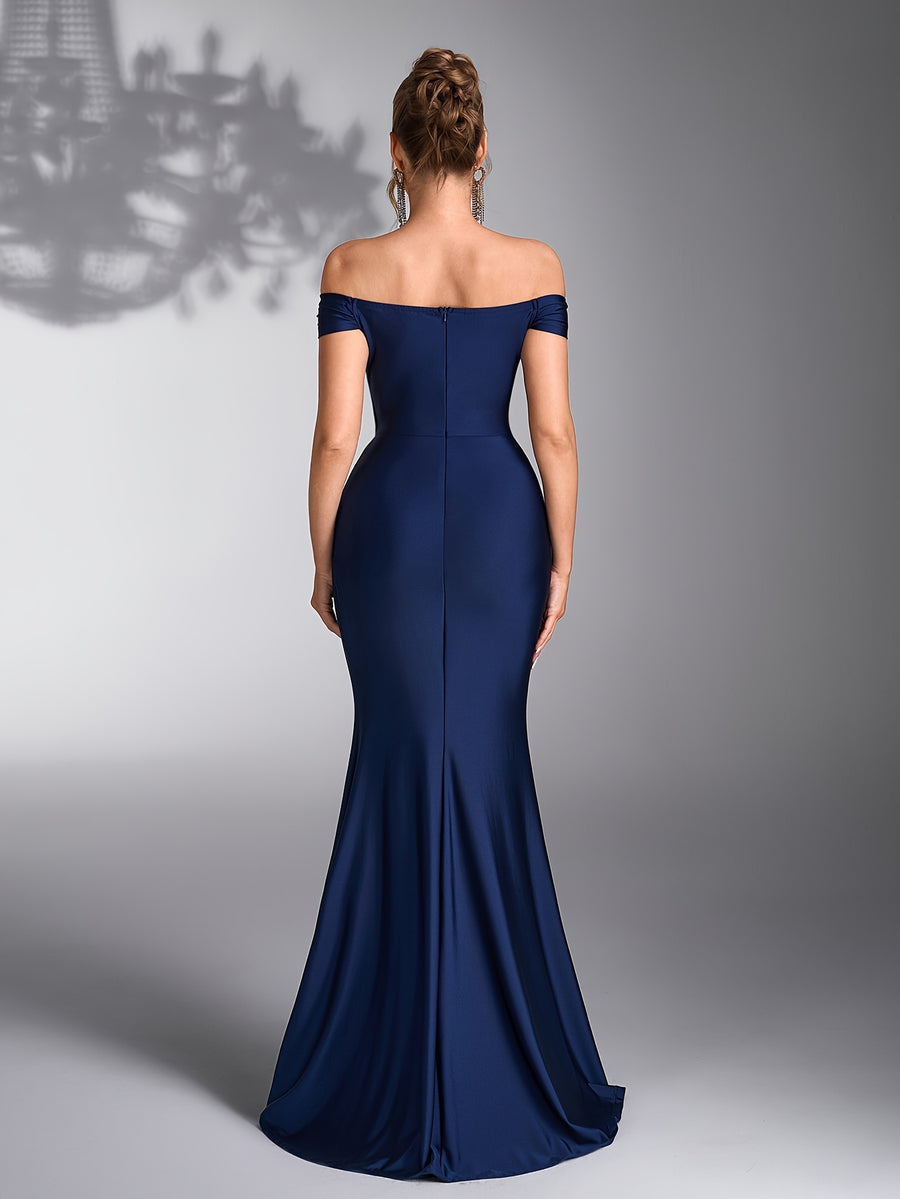 Ladies' Wedding Bridesmaid Evening Gown - Navy Color